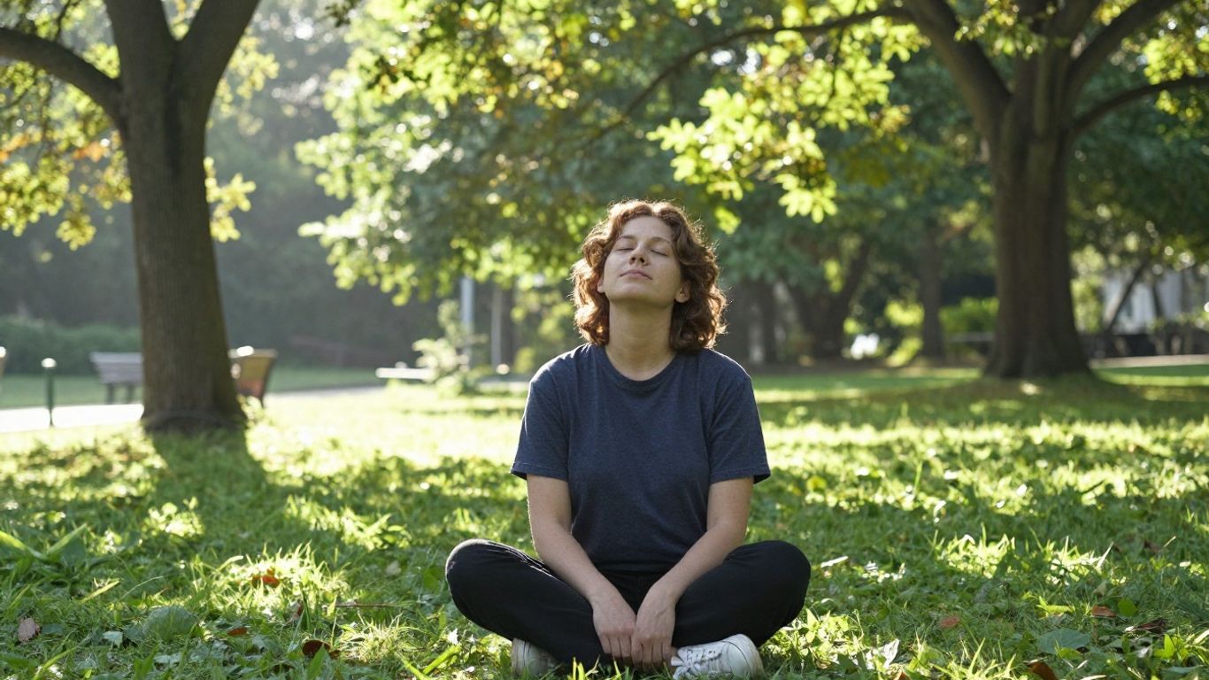 Pessoa praticando meditação ao ar livre