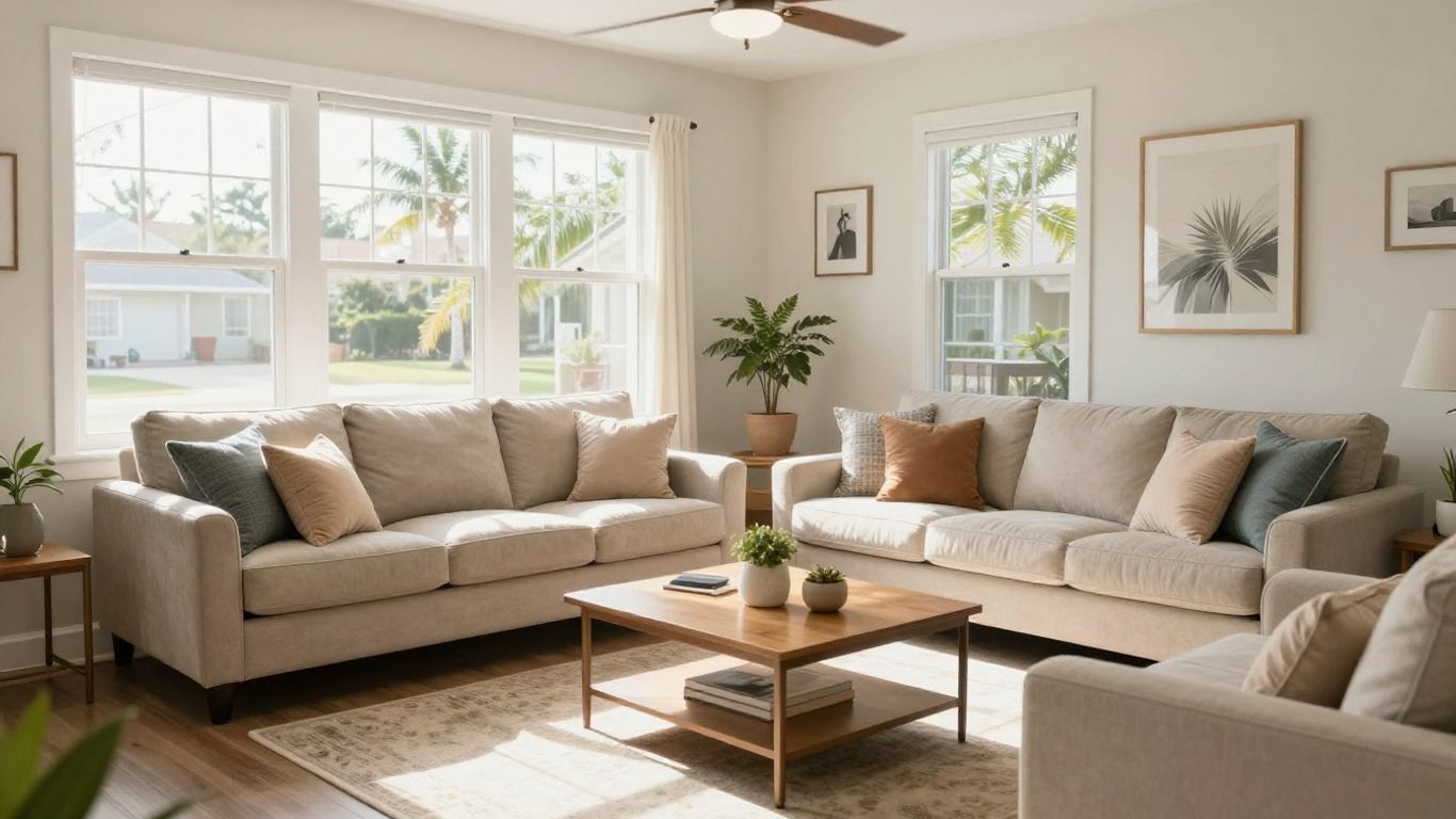 Cozy living room in a Kissimmee vacation rental.