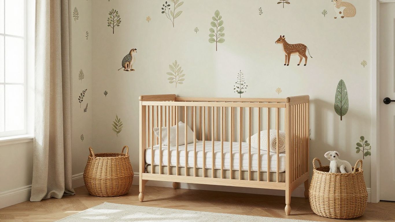 Chambre de bébé douce avec papier peint animalier