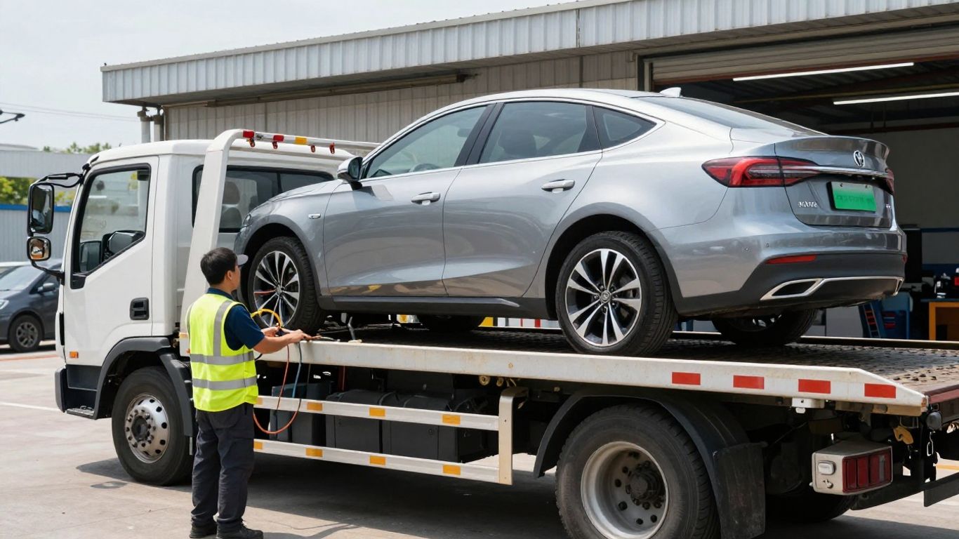 Tow truck preparing to load a disabled vehicle