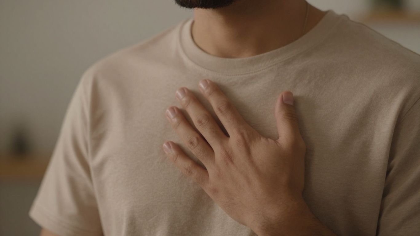 Person placing hand over heart in a moment of self-compassion.