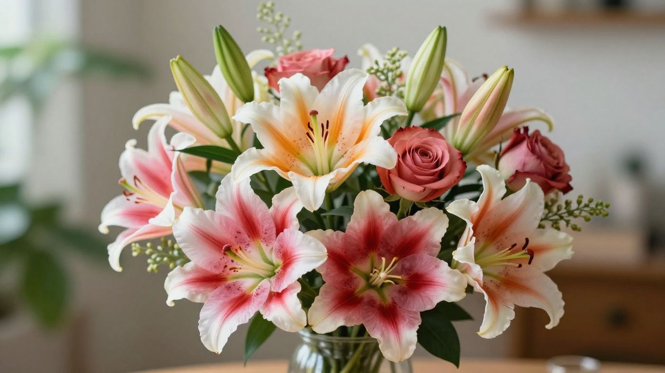 Beautiful bouquet of fresh flowers for a surprise birthday.