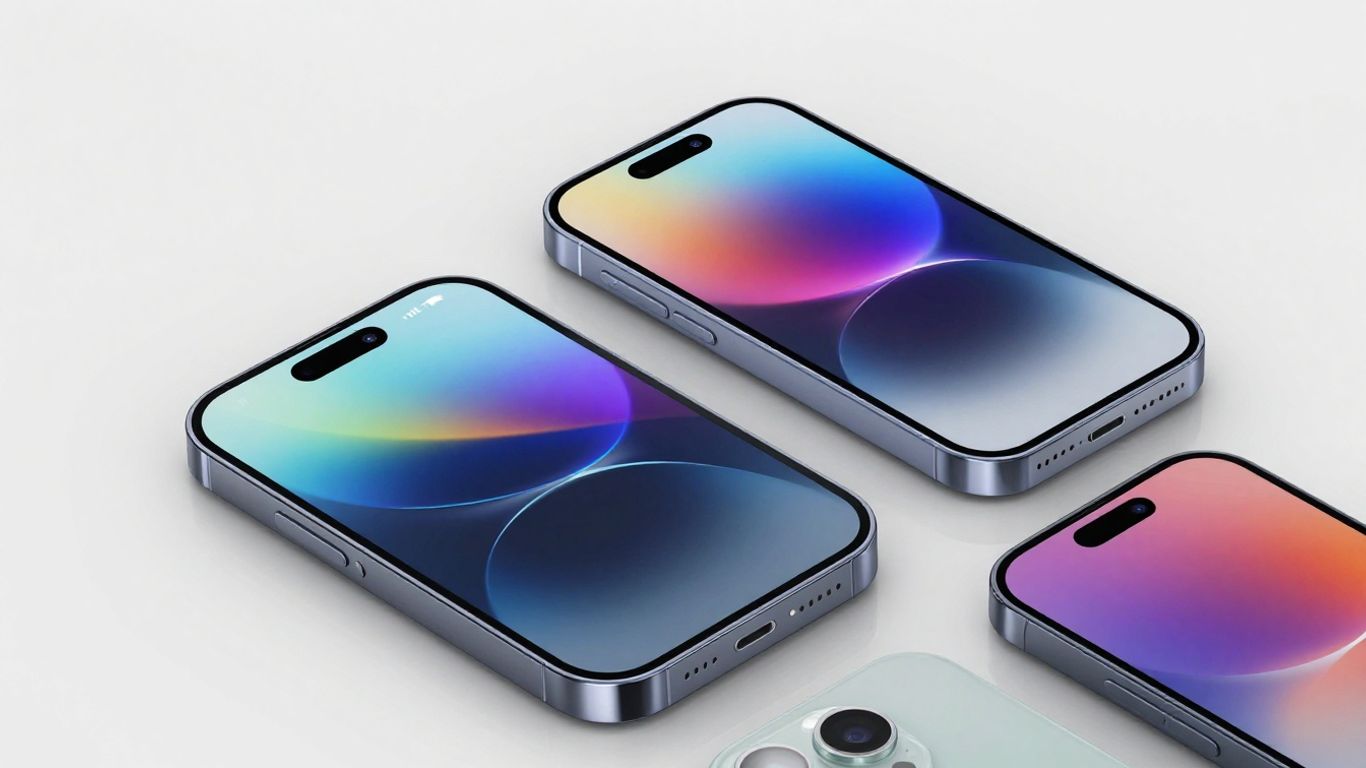 Smartphones modernes avec écrans colorés et design élégant.