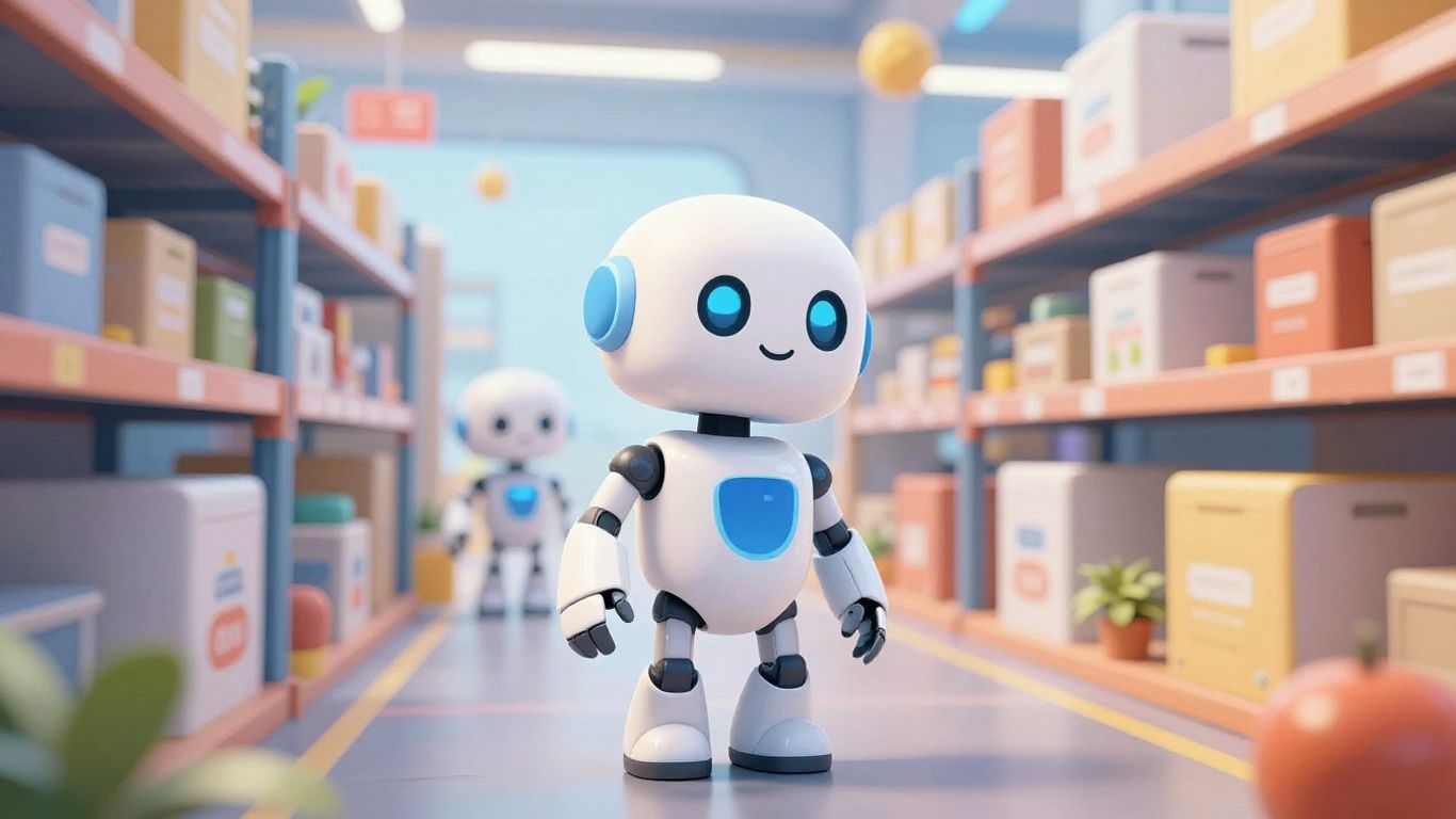 Warehouse robot traffic managed by AI.