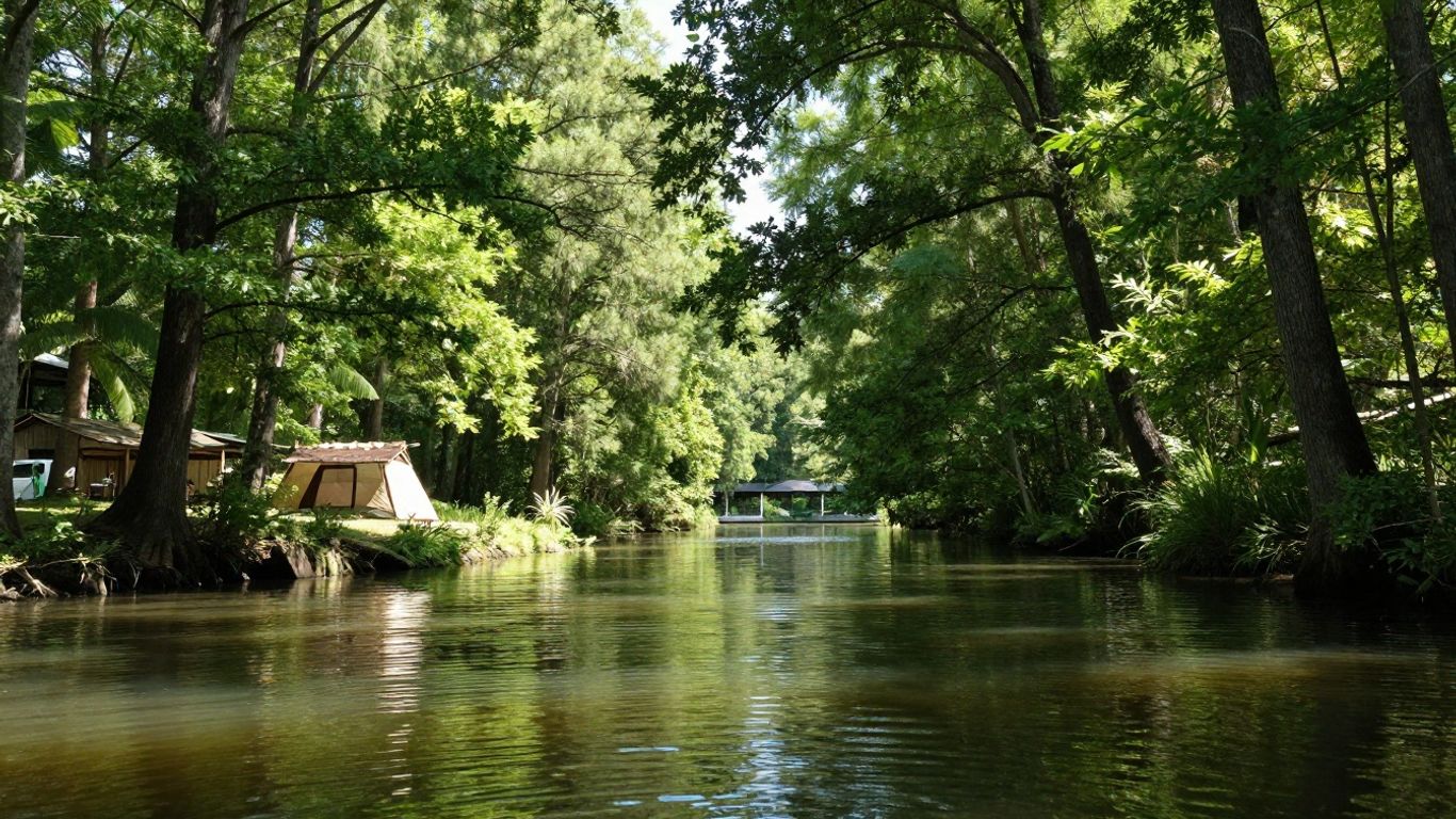 Cypress Lakes Resort bayou camping scene