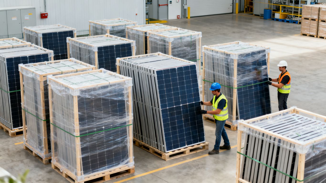 Panneaux photovoltaïques triés dans un centre français