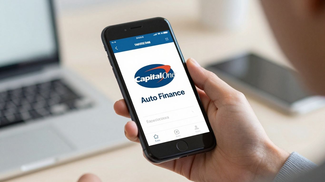 Capital One Auto Finance contact information on a smartphone screen.
