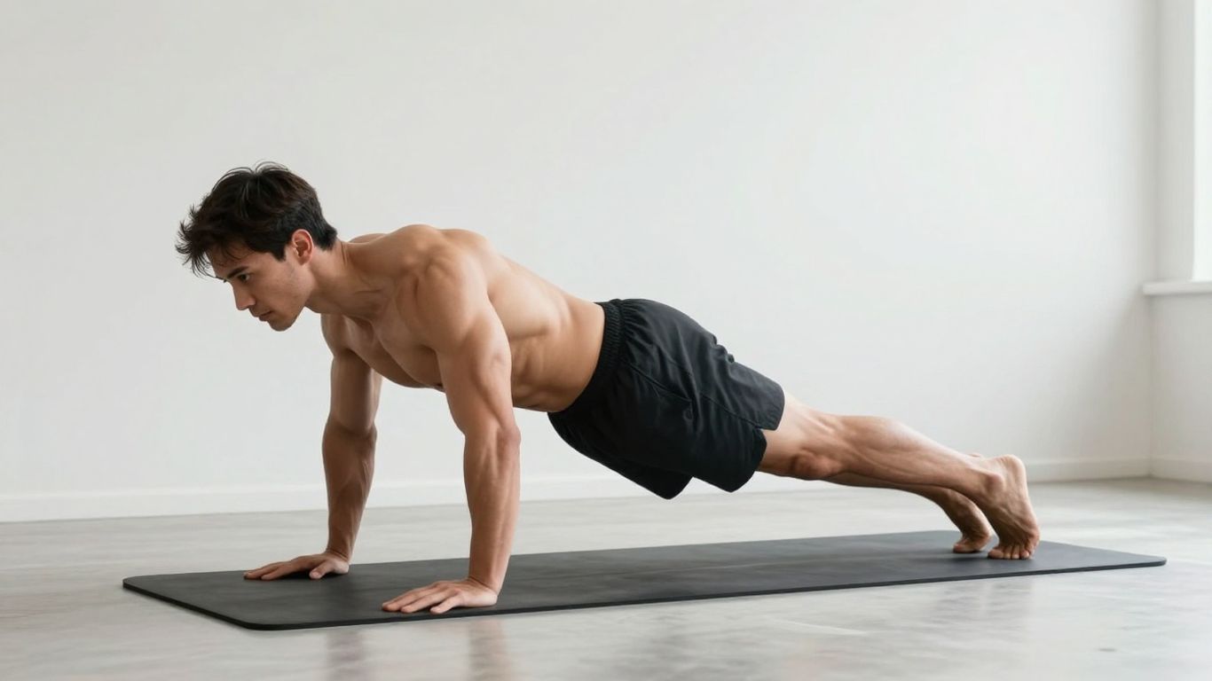 Person doing a forearm plank exercise for core strength.