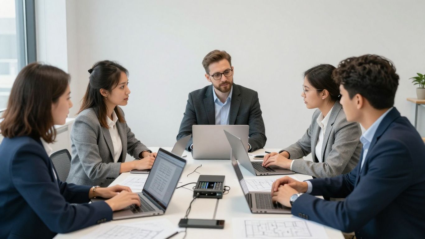 IT consultants reviewing infrastructure plans