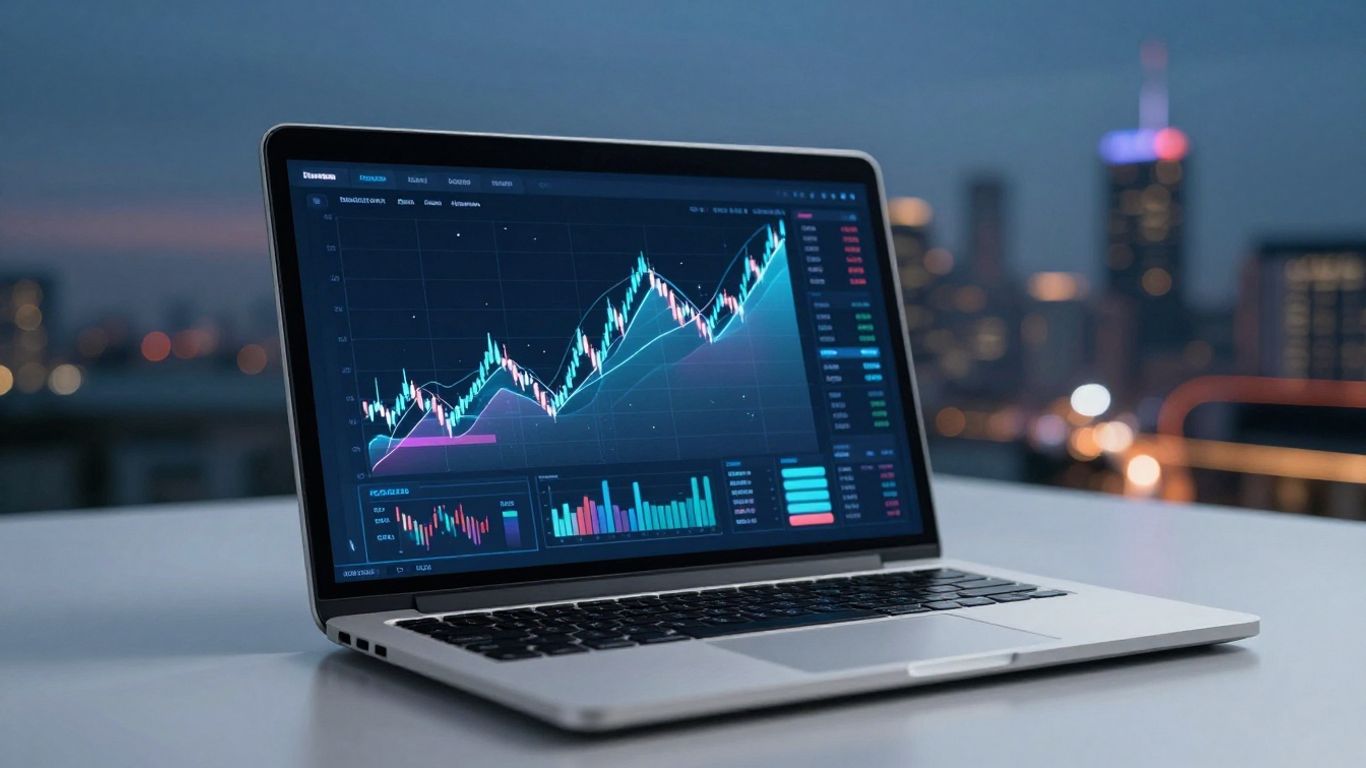 Digital trading platform interface on a laptop screen.