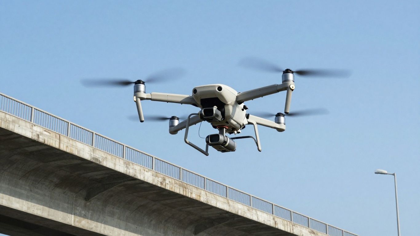 Drone inspecting a bridge