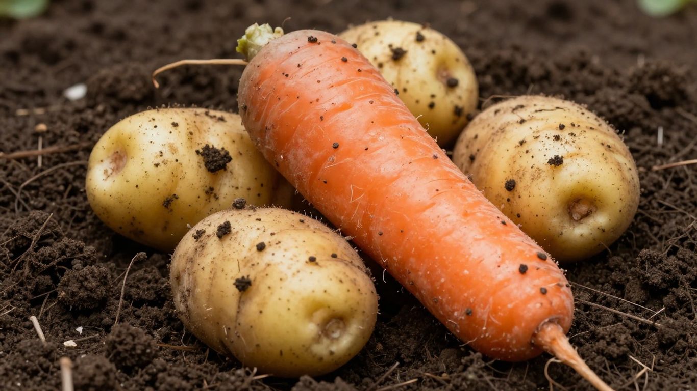 Aardappelen, wortels en biologische aarde