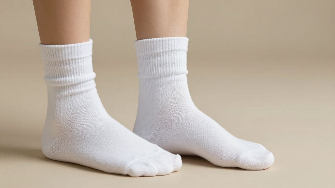 Woman's feet showing ill-fitting and well-fitting socks.
