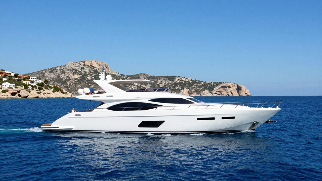 Luxury yacht sailing near Ibiza island