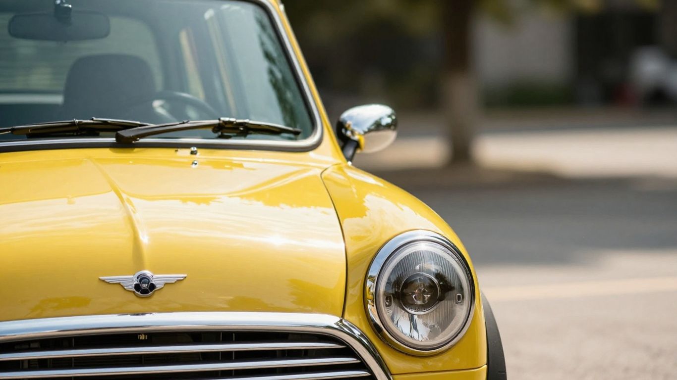 Classic Mini Cooper car parked outdoors.