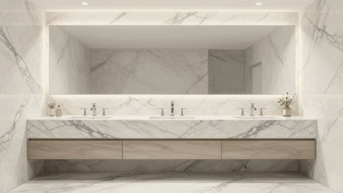 Volakas marble vanity in a bathroom sketch.