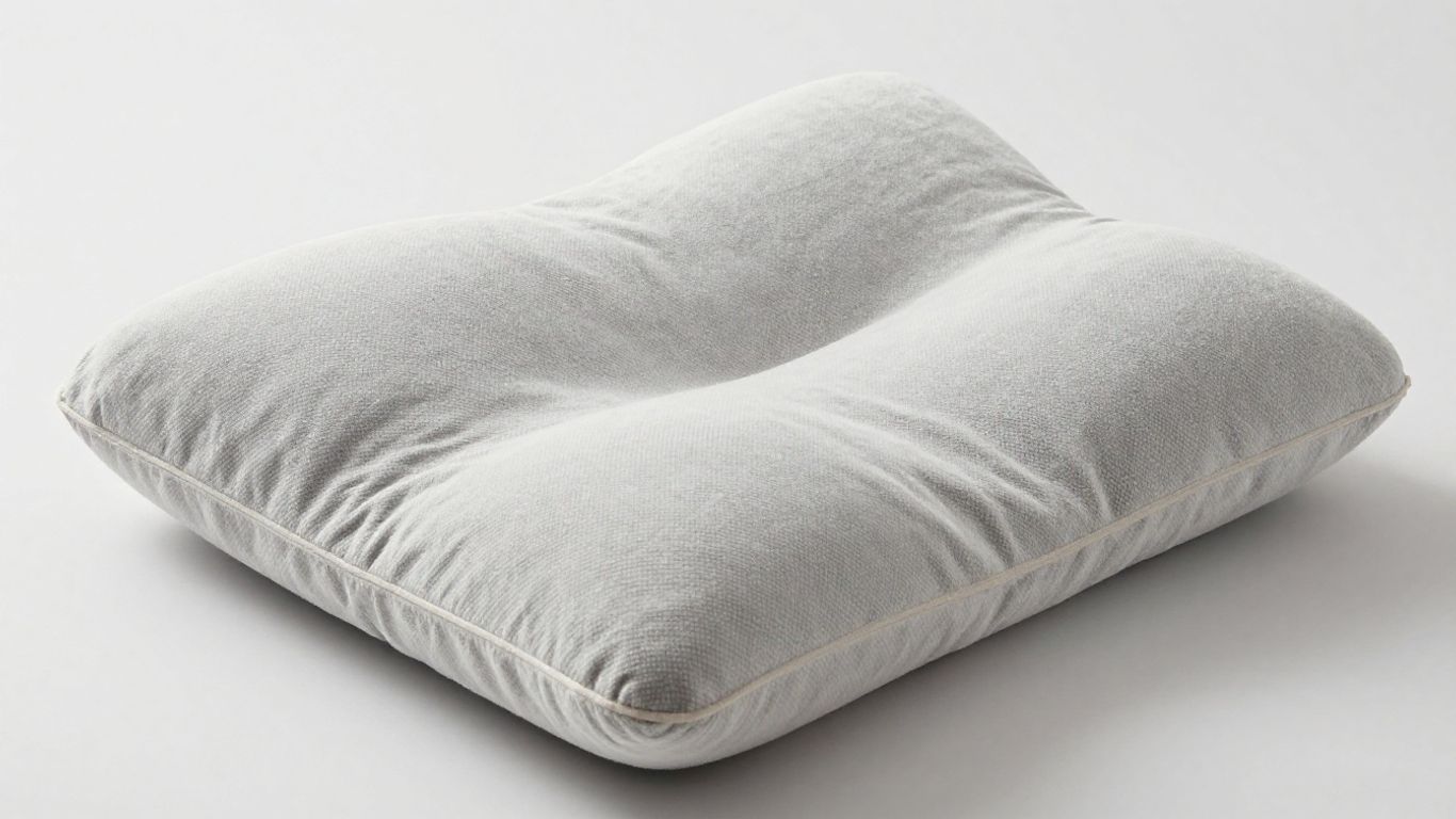 Orthopedic pillow with textured fabric for comfort and support.