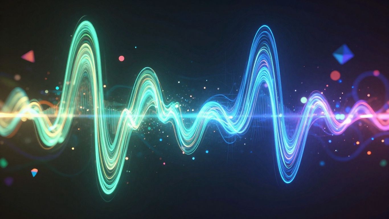 Surreal abstract visual art and audio frequency bars