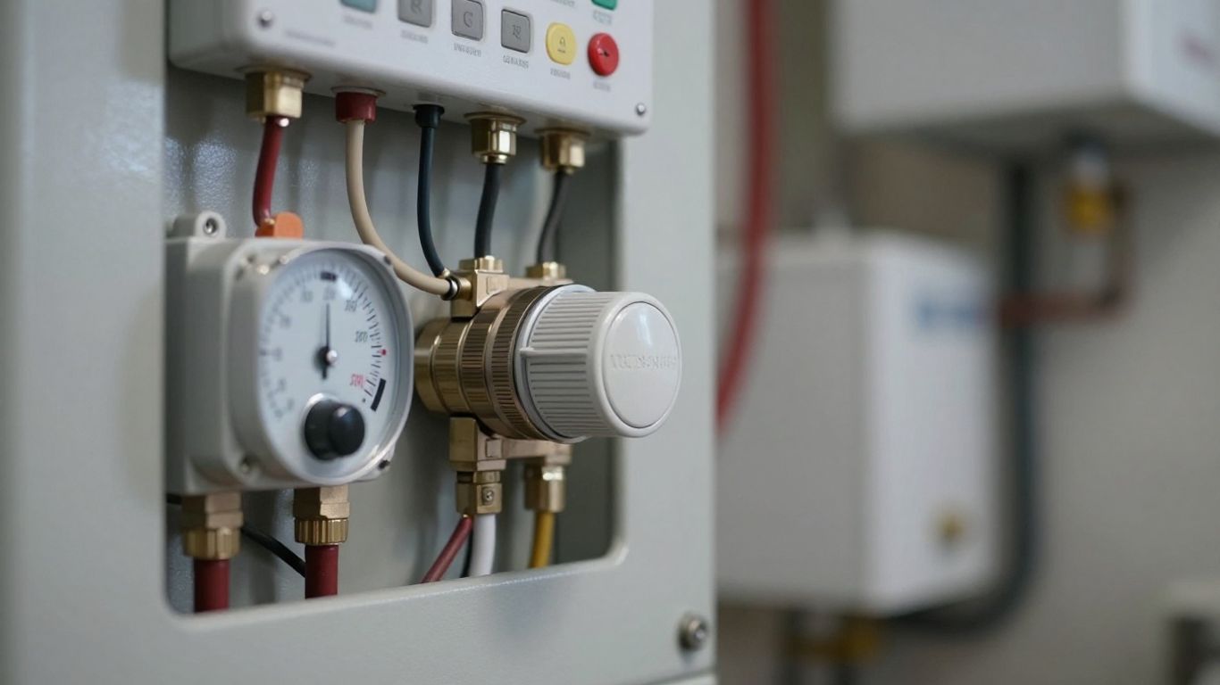 Panneau de contrôle de chauffage avec sonde et régulateur.