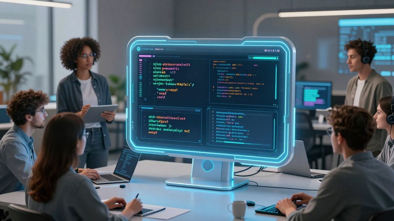 AI chatbot assisting technical team with data and code.