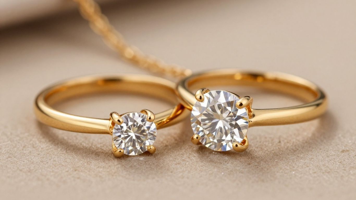 Gold necklace and diamond ring comparison