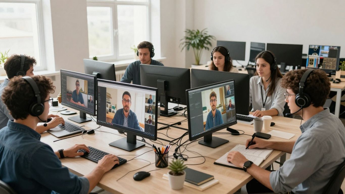 Distributed team collaborating across time zones