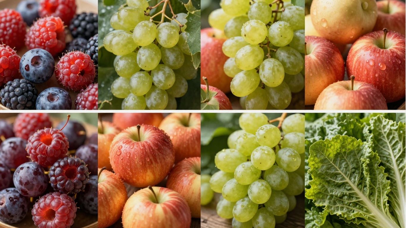 Colorful fruits and vegetables rich in polyphenols.