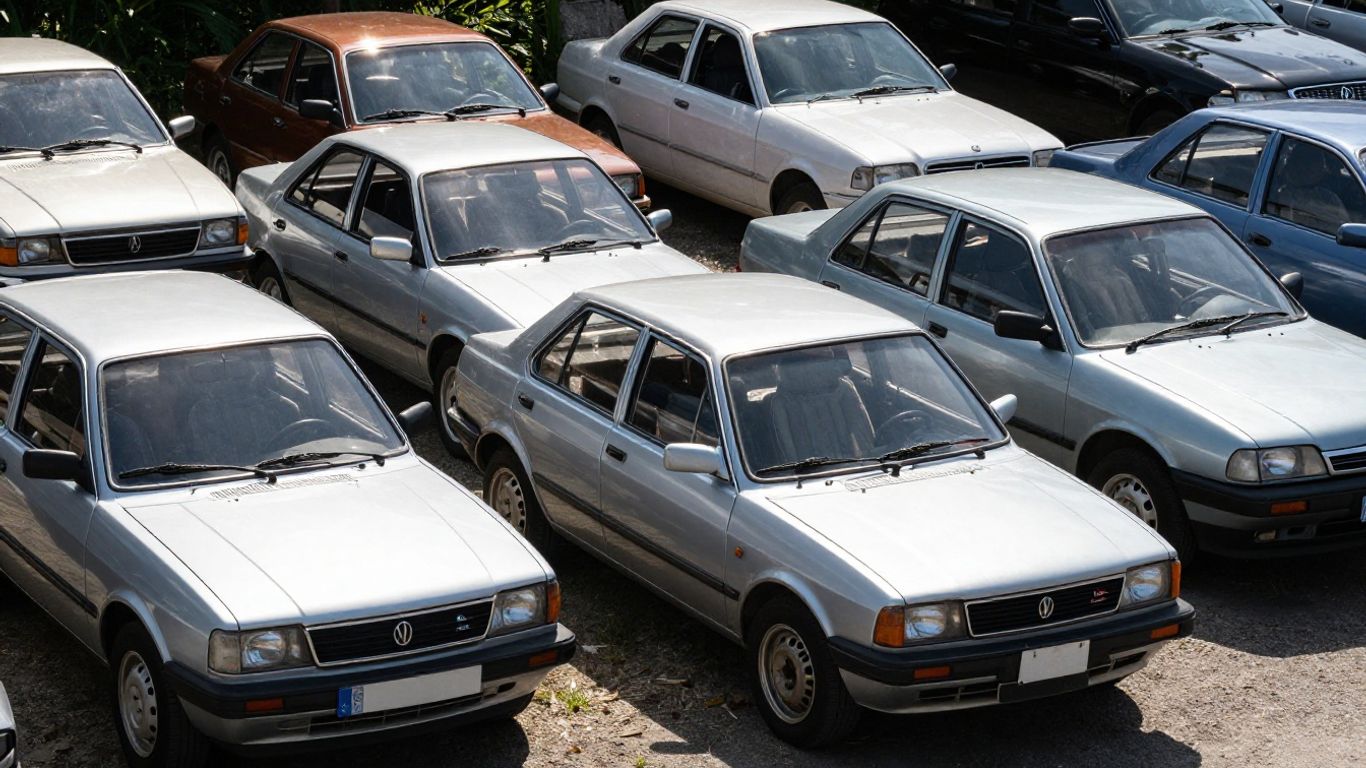 Fiat cars at a Gold Coast wrecking yard.