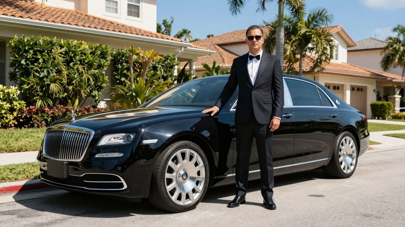 Professional chauffeur operating luxury vehicle