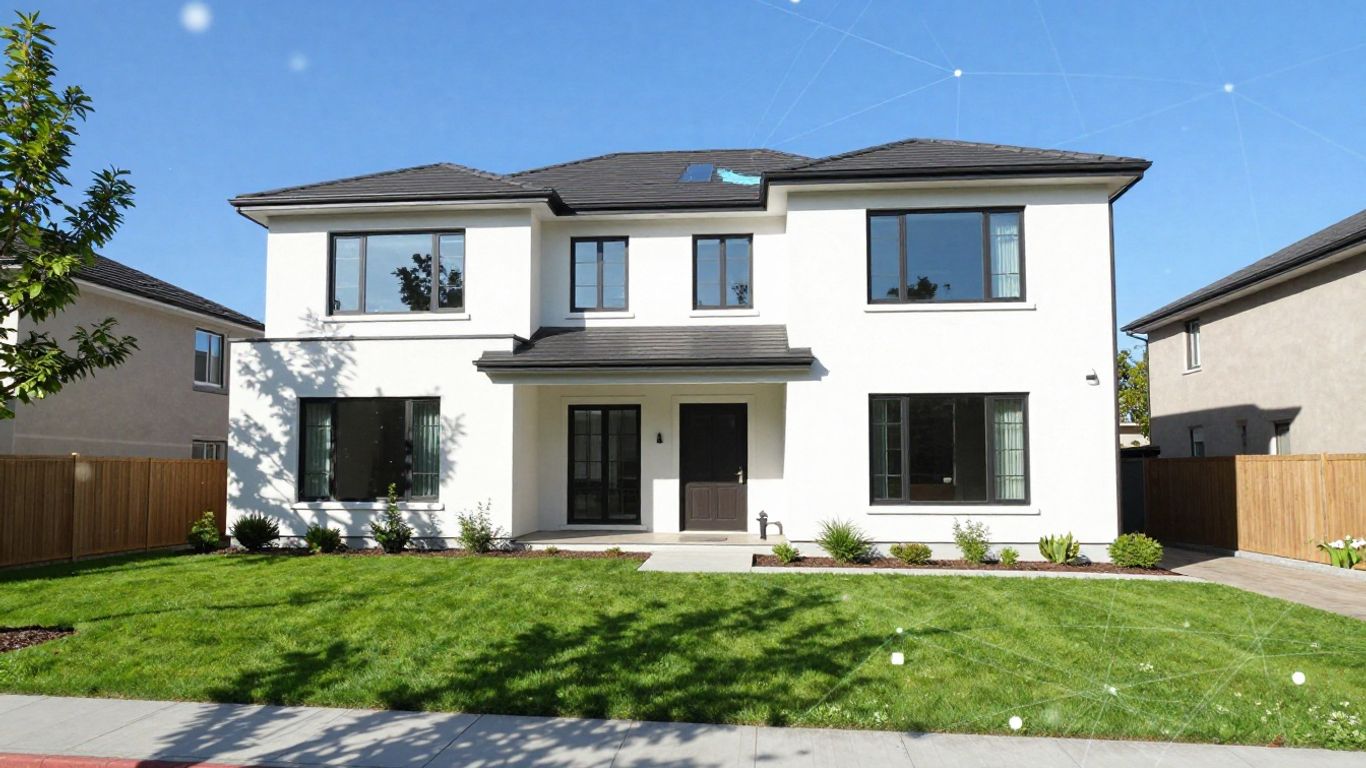 Modern house with data overlay