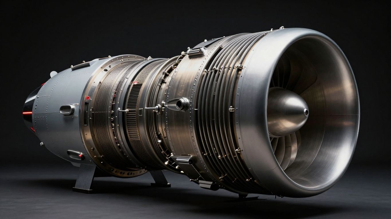 Close-up of a modern jet engine.