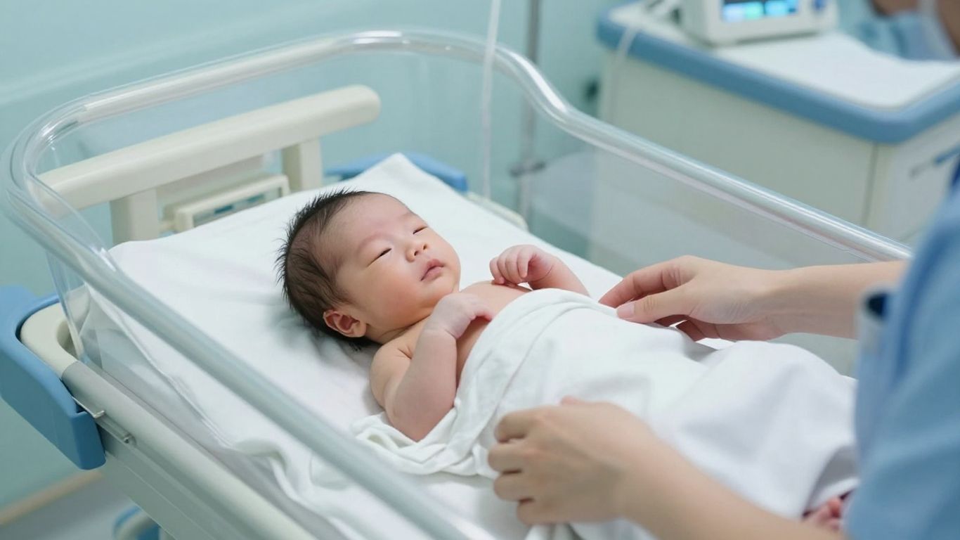 Bebé prematuro descansando en incubadora