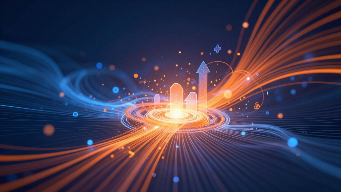 Data streams converging into a central glowing core.