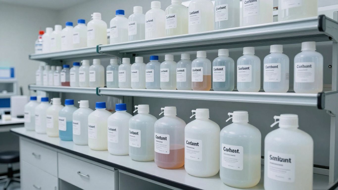 การจัดเก็บซีลเคมีอย่างเป็นระเบียบในห้องปฏิบัติการ