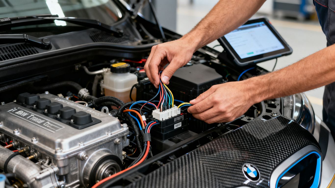 BMW i3 REx Motorraum bei der Diagnose