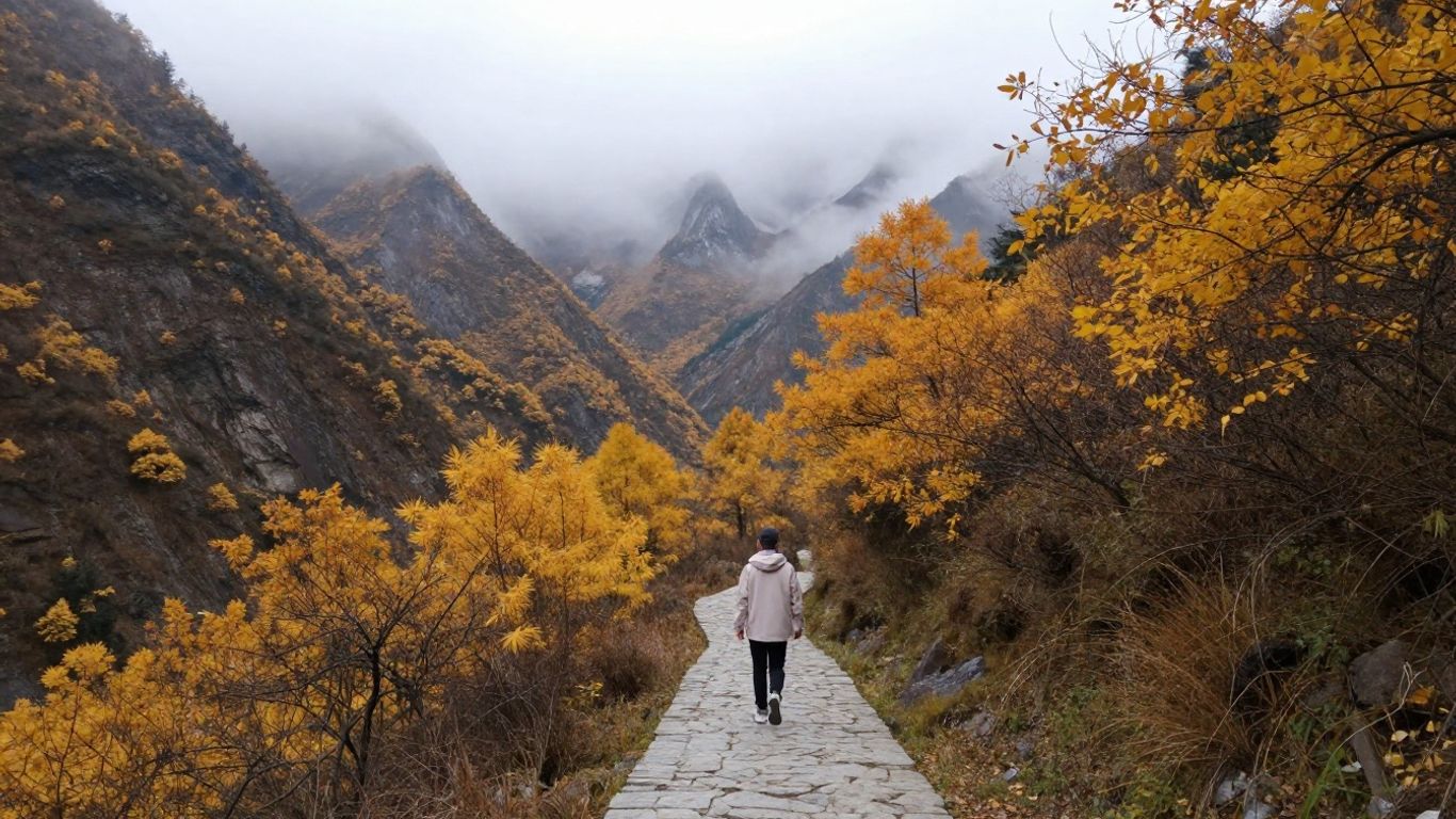 Seasonal mountain landscape in China