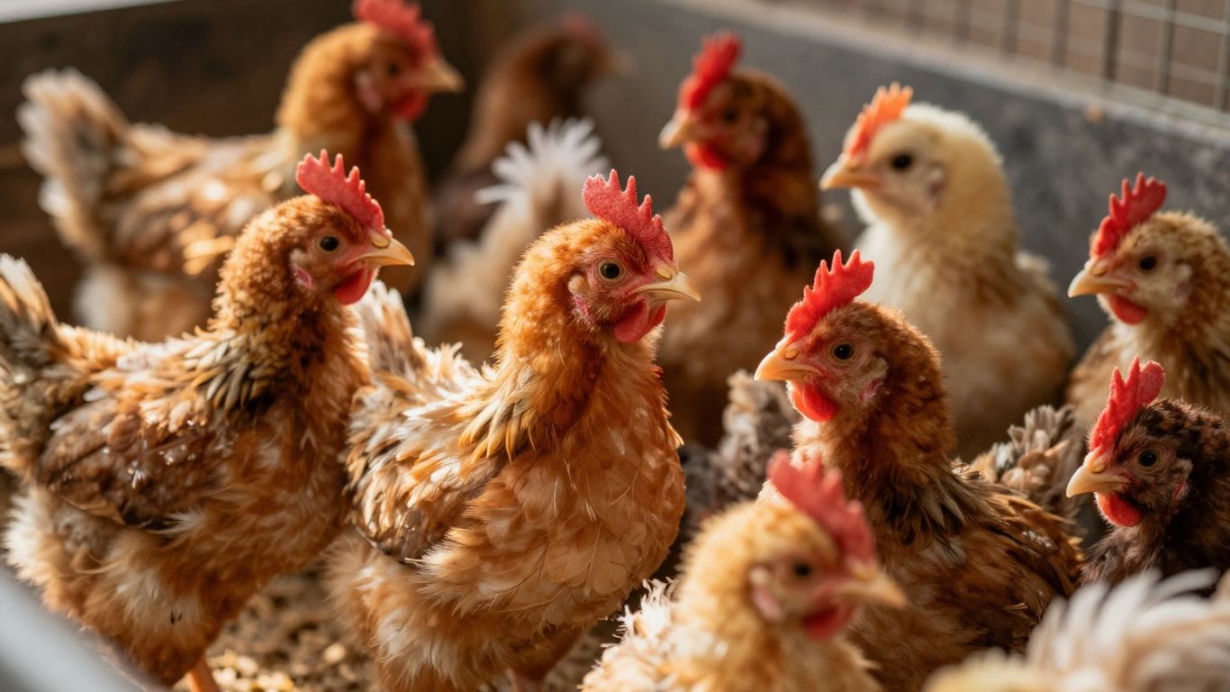 Zdrowe, energiczne kurczaki w czystym kurniku.