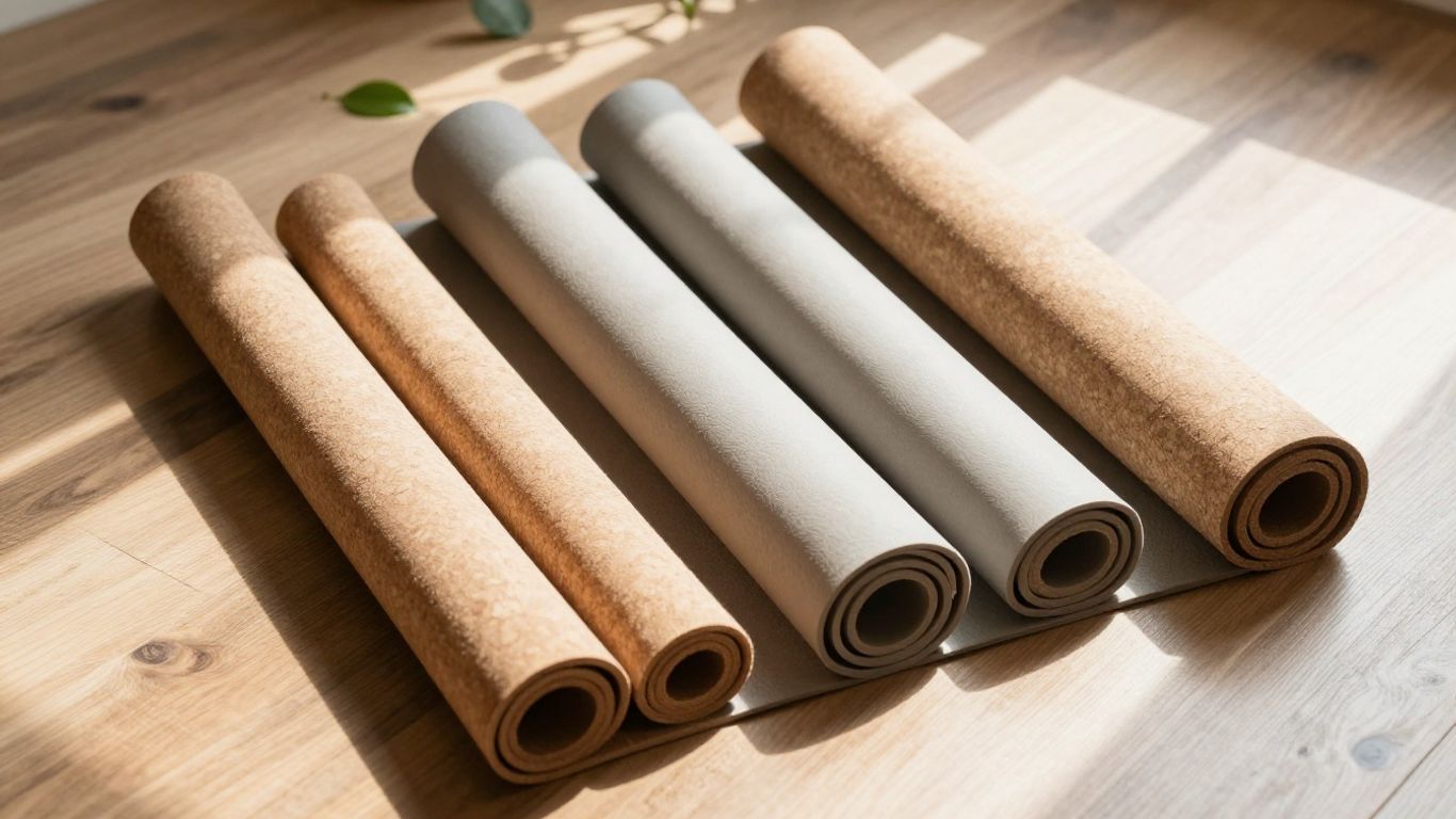 Close view of textured yoga mats outdoors