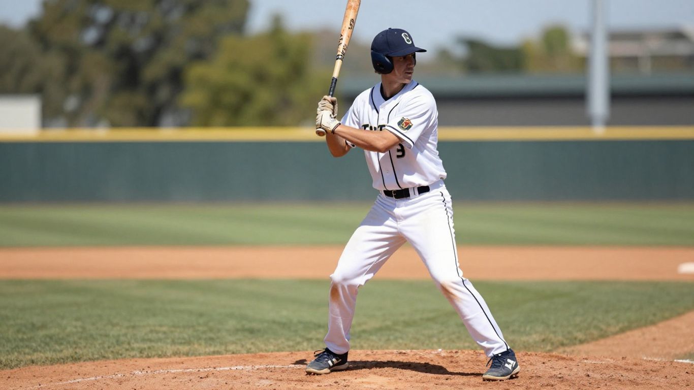 Arncliffe Scots baseball player with bat on field.