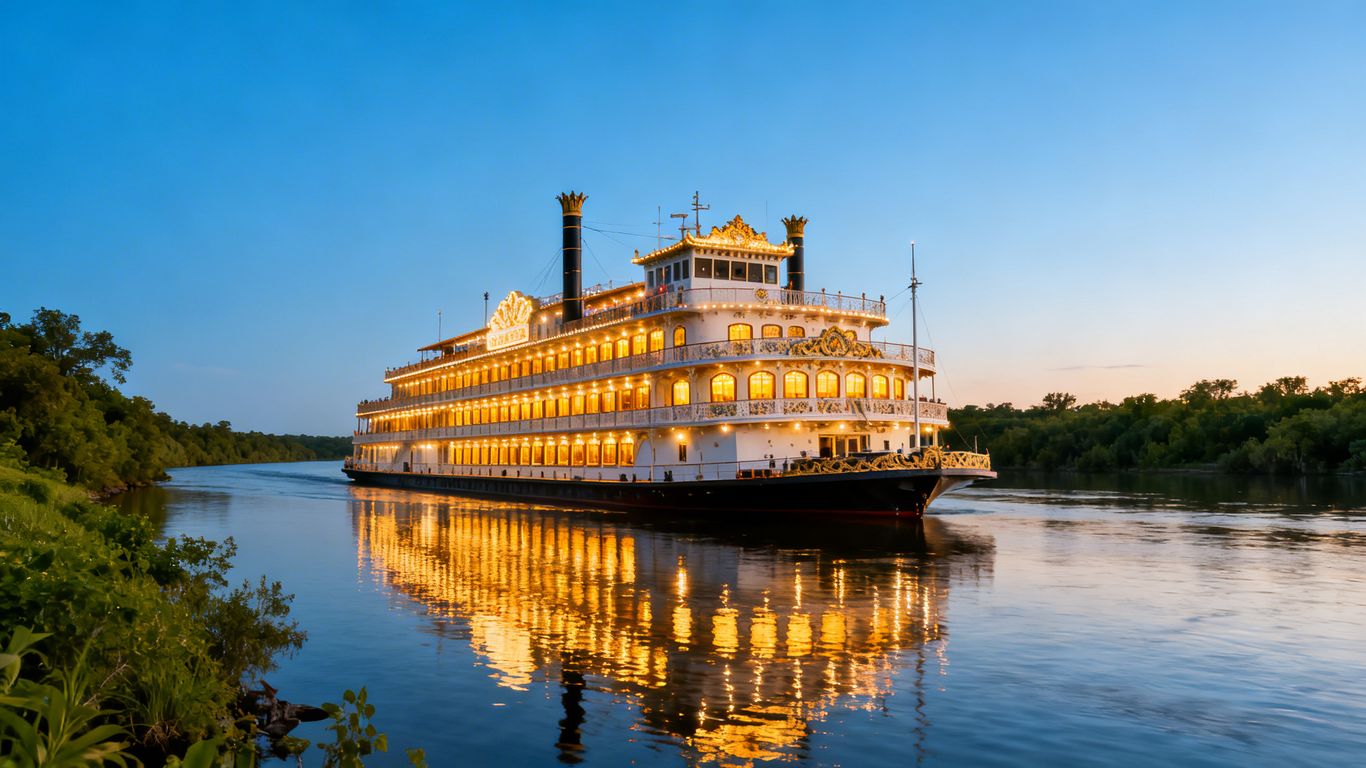 河上赌场船的宽阔景象