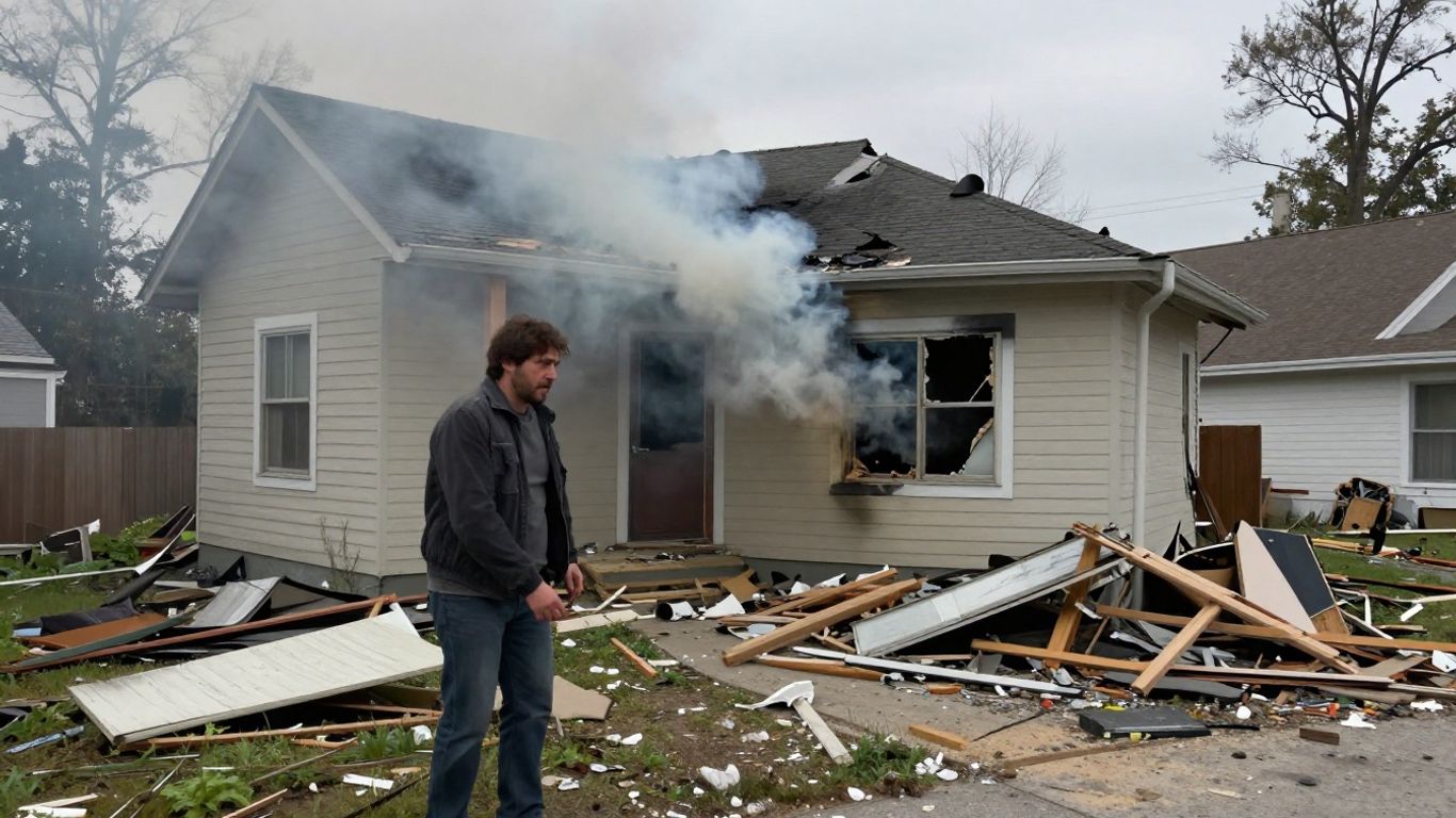 Casa dañada por desastre, hogar inhabitable.