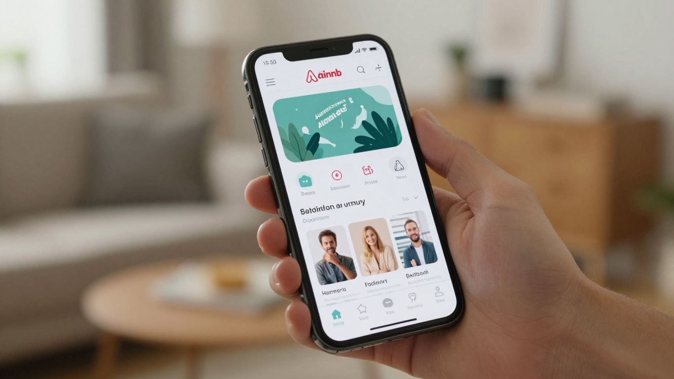 Airbnb app on a smartphone in a hand.