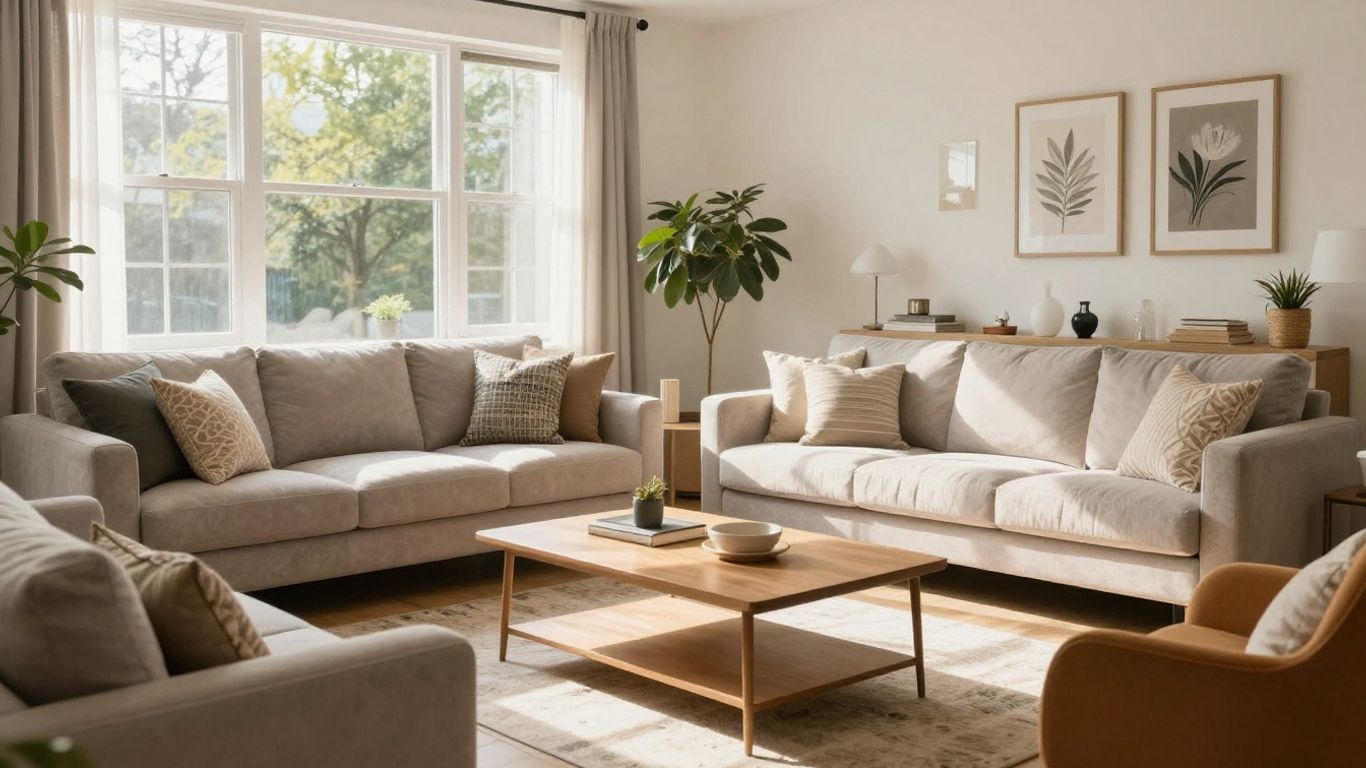 Interior of a stylish multi-unit Airbnb living space.