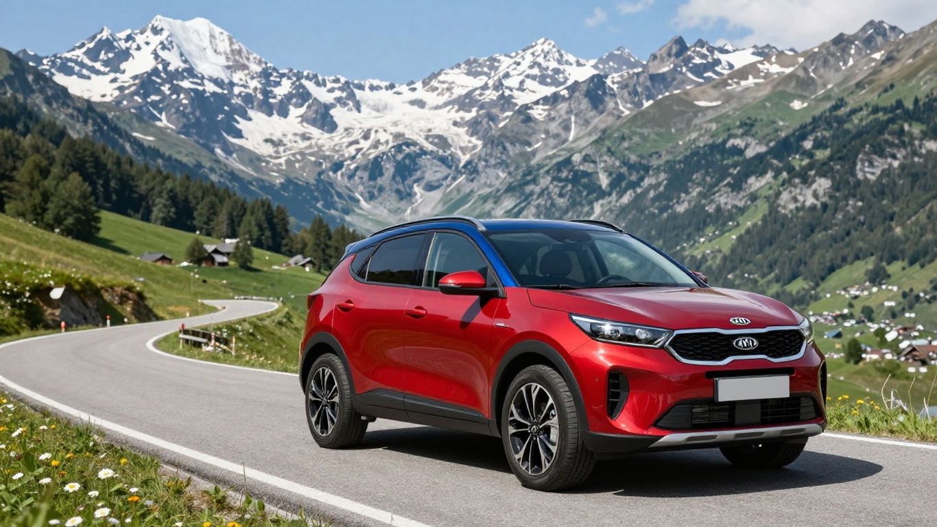 Kia Stonic SUV auf Schweizer Bergstraße