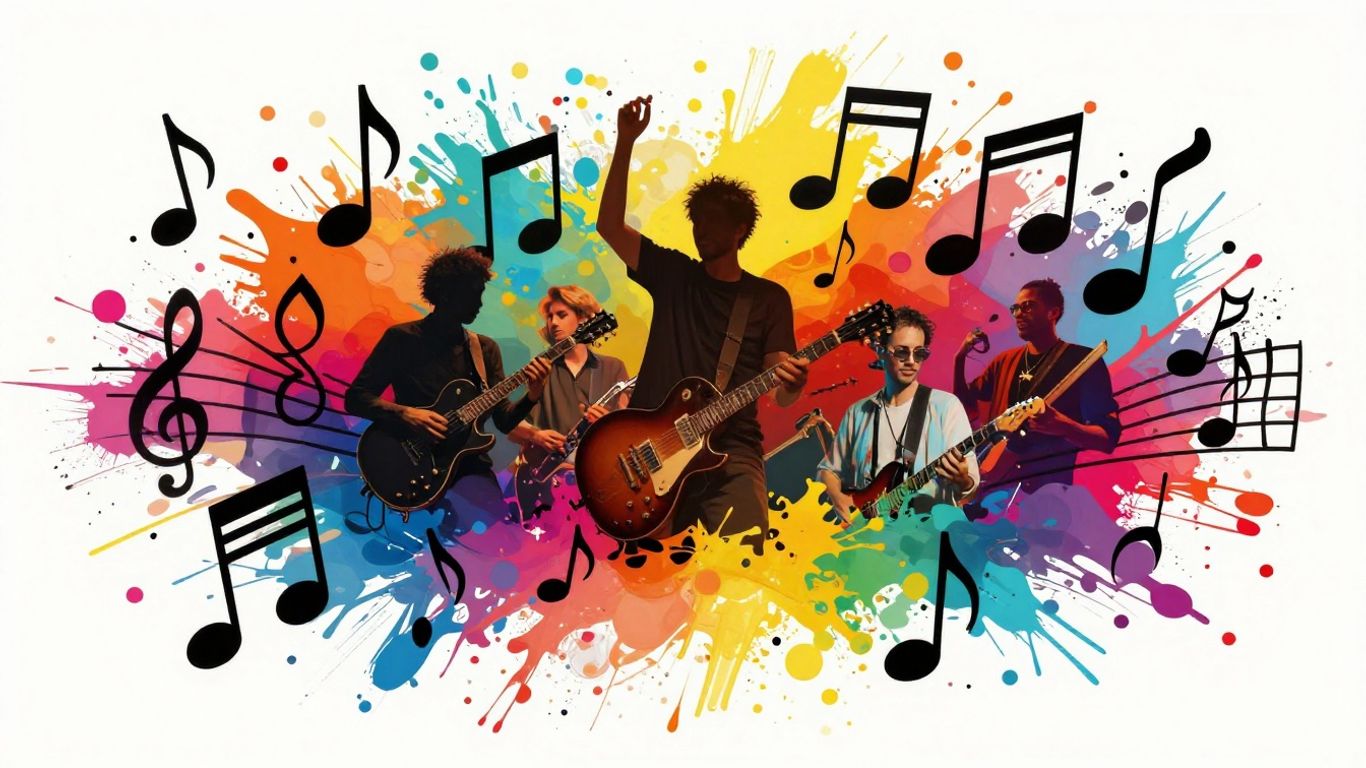 AI music video elements collage