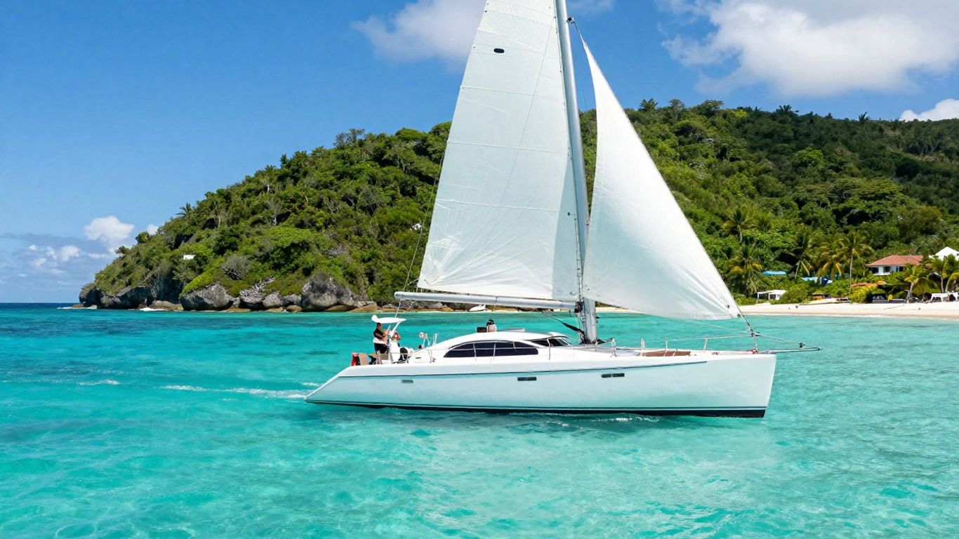 Luxury catamaran sailing in the British Virgin Islands