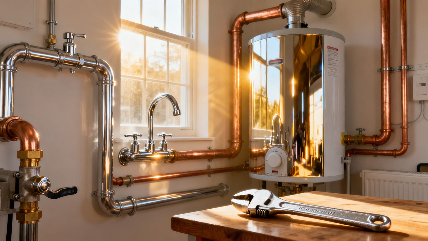 Home plumbing system with wrench