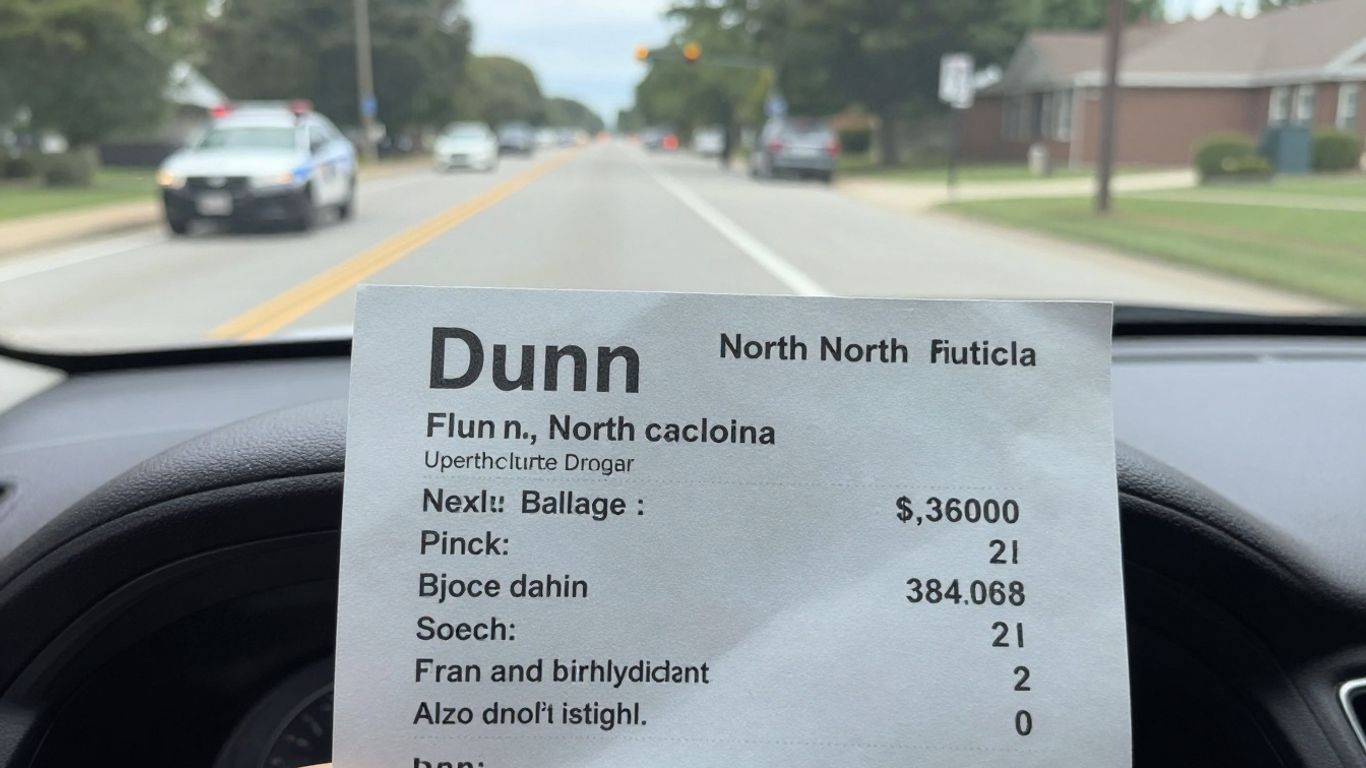 Speeding ticket on a car windshield in Dunn, NC.