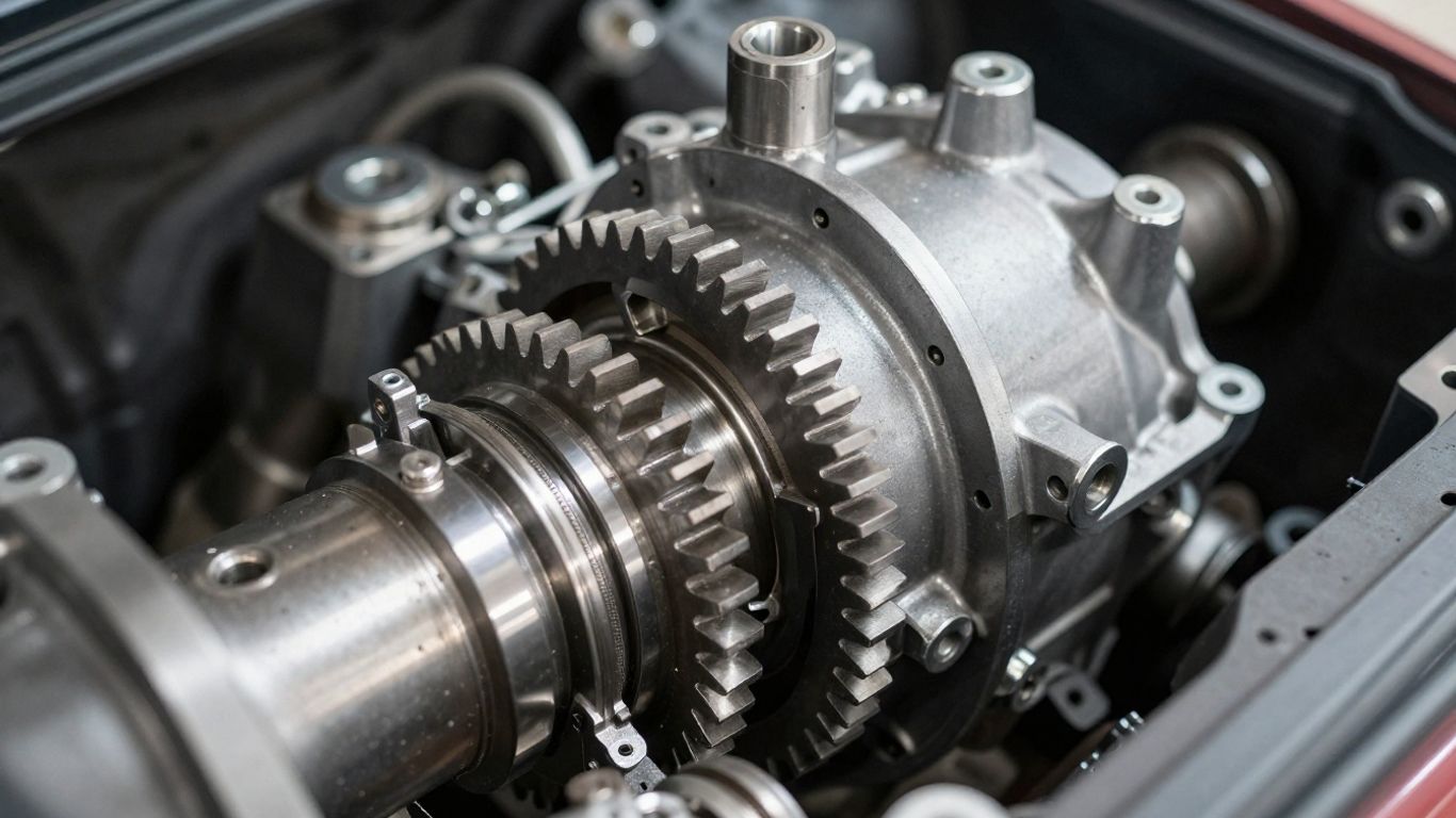 Car gearbox transmission close-up