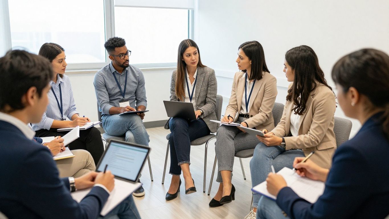 Adults participating in a customer training session.